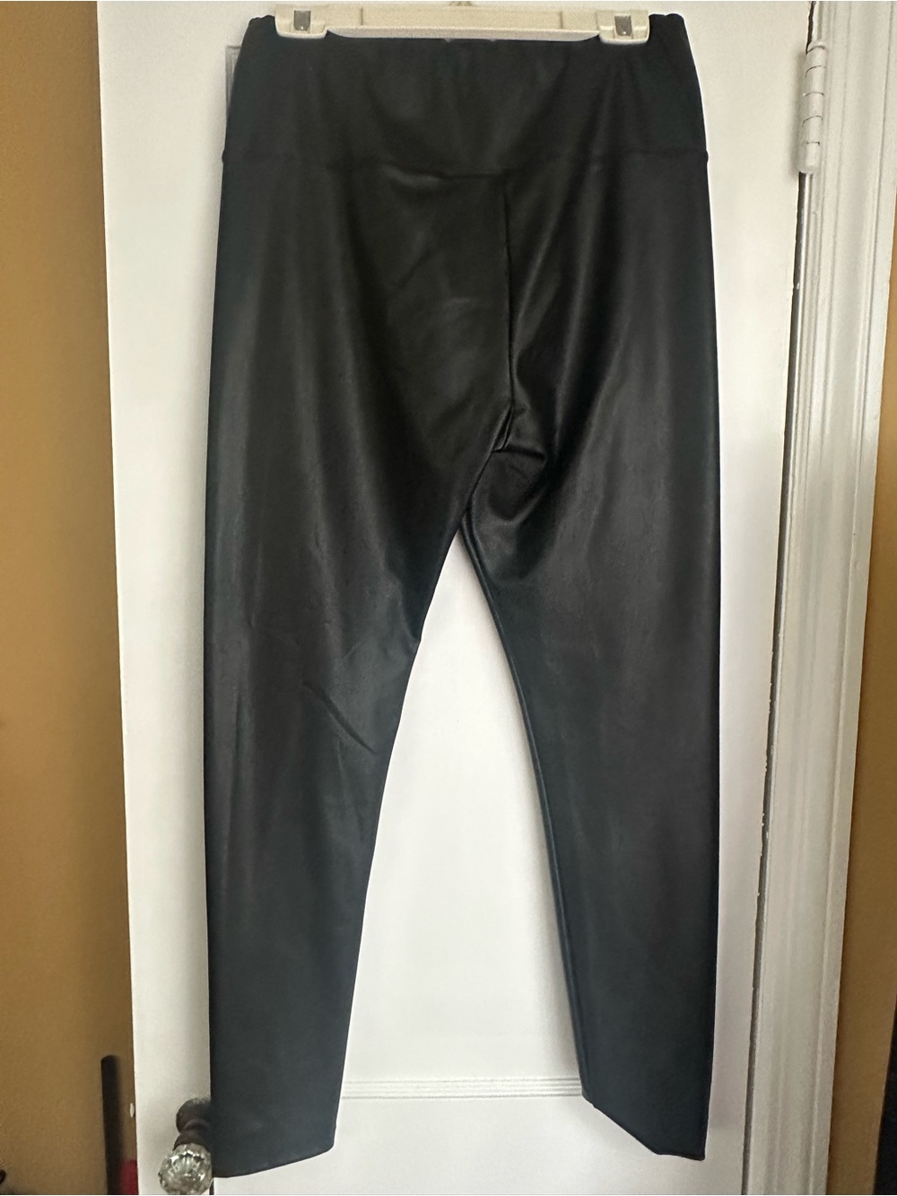 bagatelle Women's Black Faux Leather Tapered Pants
